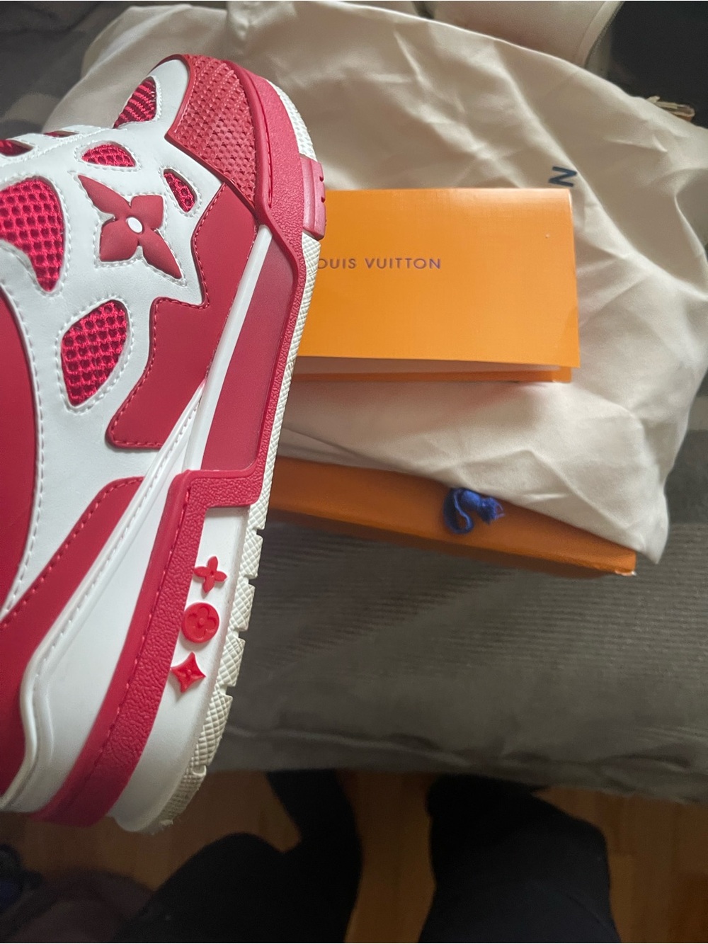 Louis Vuitton Men’s Red and White Trainers